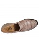 Woman's mocassin in beige leather and printed leather heel 6