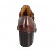 Woman's highfronted shoe with buckle and studs in tan brown leather heel 6 - Available sizes:  33, 34, 42, 43, 45, 46