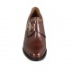 Woman's highfronted shoe with buckle and studs in tan brown leather heel 6