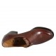 Scarpa accollata da donna con fibbia e borchie in pelle color cuoio tacco 6 - Misure disponibili: 33, 34, 42, 43, 45, 46