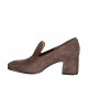 Mocasino para mujer en gamuza gris pardo tacon 6 - Tallas disponibles:  32, 33, 34, 42, 43, 44, 45, 46