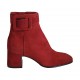 Botines para mujer con cremallera y hebilla en gamuza roja tacon 6 - Tallas disponibles:  32, 34, 42, 43, 44, 45