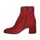 Woman's ankle boot with zipper and buckle in red suede heel 6