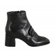 Botin para mujer con cremallera en piel y piel imprimida negra tacon 6 - Tallas disponibles:  33, 34, 42, 43, 44, 45
