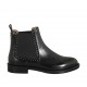 Woman's ankle boot with elastic bands and studs in black leather heel 2