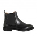 Damenstiefelette mit Gummibändern und Nieten aus schwarzem Leder Absatz 2