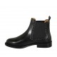 Woman's ankle boot with elastic bands and studs in black leather heel 2