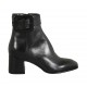 Woman's ankle boot with buckle and zipper in black leather heel 6 - Available sizes:  32, 33, 34, 42, 43, 44, 45