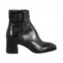 Damenstiefelette mit Schnalle und Reissverschluss aus schwarzem Leder Absatz 6