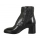 Woman's ankle boot with buckle and zipper in black leather heel 6 - Available sizes:  32, 33, 34, 42, 43, 44, 45