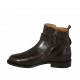 Woman's ankle boot with buckle and zipper in dark brown leather heel 2