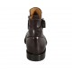 Woman's ankle boot with buckle and zipper in dark brown leather heel 2