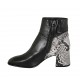Bottines pour femmes avec fermeture éclair en cuir noir et imprimé noir et blanc talon 6 - Pointures disponibles:  32, 33, 34, 42, 43, 44, 45