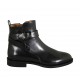 Woman's ankle boot with buckle and zipper in black leather heel 2