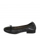 Woman's ballerina shoe with bow and captoe in black leather heel 2 - Available sizes:  33, 34, 42, 43, 44, 45
