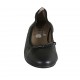 Woman's ballerina shoe with bow and captoe in black leather heel 2