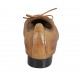 Woman's ballerina shoe with bow and captoe in tan brown leather heel 2 - Available sizes:  42, 43, 44, 45
