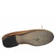Woman's ballerina shoe with bow and captoe in tan brown leather heel 2