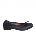 Ballerinaschuh für Damen aus blauem Leder mit Schleife und Kappe Absatz 2