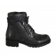 Botin para mujer con cordones, cremalleras y puntera en piel negra tacon 4 - Tallas disponibles:  43, 44
