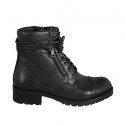 Woman's laced boot with zippers and captoe in black leather heel 4