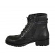 Botin para mujer con cordones, cremalleras y puntera en piel negra tacon 4 - Tallas disponibles:  43, 44