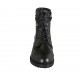 Botin para mujer con cordones, cremalleras y puntera en piel negra tacon 4 - Tallas disponibles:  43, 44