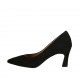 Woman's pointy pump in black suede with flared heel 7 - Available sizes:  31, 33, 34, 42, 43, 44, 46
