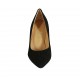 Zapato de salon a punta para mujer en gamuza negra tacon acampanado 7 - Tallas disponibles:  31, 33, 34, 42, 43, 44, 46