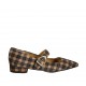 Zapato de salon para mujer en gamuza escocésa beige et marron con hebilla tacon 2 - Tallas disponibles:  33, 34, 42, 43, 44