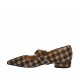 Zapato de salon para mujer en gamuza escocésa beige et marron con hebilla tacon 2 - Tallas disponibles:  33, 34, 42, 43, 44
