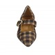 Decolté da donna con fibbia in camoscio a motivo scozzese beige e marrone tacco 2 - Misure disponibili: 33, 34, 42, 43, 44