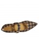 Zapato de salon para mujer en gamuza escocésa beige et marron con hebilla tacon 2 - Tallas disponibles:  33, 34, 42, 43, 44