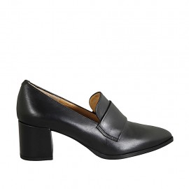 Spitzer Mokassinschuh für Damen aus schwarzem Leder Absatz 5 - Verfügbare Größen:  32, 33, 34, 42, 43, 44, 45