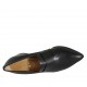 Woman's pointy loafer in black leather heel 5