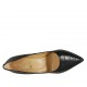 Woman's pump in black printed leather heel 9