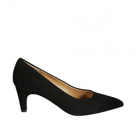 Escarpin à bout pointu pour femmes en daim noir talon 6 - Pointures disponibles:  31, 32, 33, 34, 42, 43, 44, 46, 47