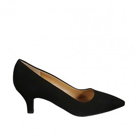 Escarpin à bout pointu pour femmes en daim noir talon 5 - Pointures disponibles:  31, 33, 34, 43, 44, 45, 46, 47