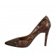 Women's pump shoe in brown printed leather heel 9