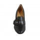 Woman's mocassin with elastics and buckle in black leather heel 8