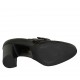 Woman's mocassin with elastics and buckle in black leather heel 8