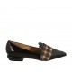 Mocasin à bout pointu pour femmes en cuir verni marron et daim écossais marron et beige talon 2 - Pointures disponibles:  33, 34, 42, 43, 44, 45, 46