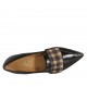 Mocasin à bout pointu pour femmes en cuir verni marron et daim écossais marron et beige talon 2 - Pointures disponibles:  33, 34, 42, 43, 44, 45, 46