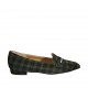 Woman's pointy loafer in plaid green and black suede heel 1