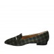 Mocasino a punta para mujer en gamuza escocésa verde y negra tacon 1 - Tallas disponibles:  33, 34, 42, 43, 44, 45