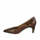 Zapato de salon para mujer en piel estampada marron tacon 6 - Tallas disponibles:  31, 43, 44, 45, 46, 47