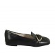 Woman's mocassin with buckle in black leather heel 1 - Available sizes:  33, 34, 43, 46