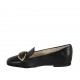 Woman's mocassin with buckle in black leather heel 1 - Available sizes:  33, 34, 43, 46