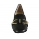 Woman's mocassin with buckle in black leather heel 1