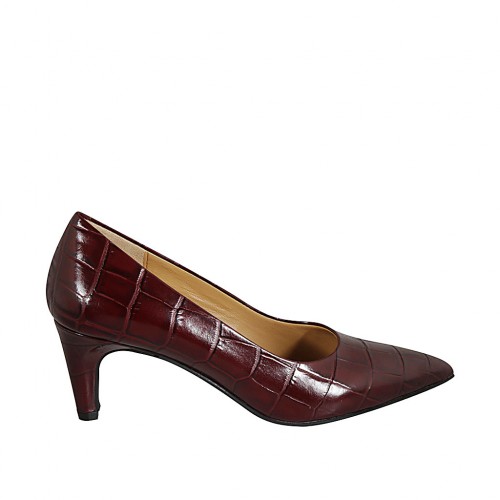 Escarpin pour femmes en cuir imprimé bordeaux talon 6 - Pointures disponibles:  31, 32, 33, 34, 42, 43, 44, 45, 46, 47